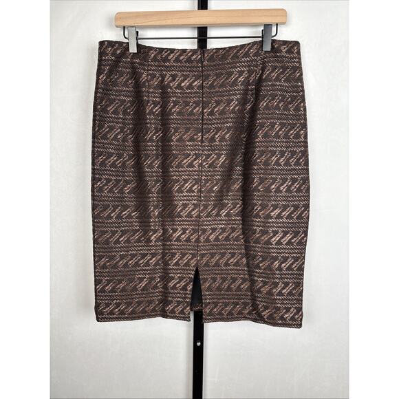 Peruvian Connection Pencil Skirt Women's 10 Brown Black Woven Timeless Textured - Picture 6 of 13